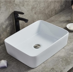 lot 99 image: 19x15 Bathroom Sink Modern White Rectangular Ceramic Countertop Bathroom Vanity Vessel Sink