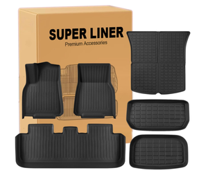 lot 306 image: SUPER LINER Floor Mats for Tesla Model Y 5-Seat 2021-2023 2024 Custom Fit All Weather TPE Cargo Liner Cargo Trunk Accessories (Does NOT fit 7-Seat)