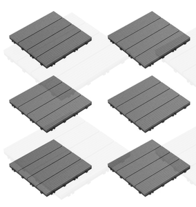 lot 341 image: 12 in. x 12 in. Outdoor Interlocking Slat Polypropylene Patio and Deck Tile Flooring in Dark Gray (Set of 6)