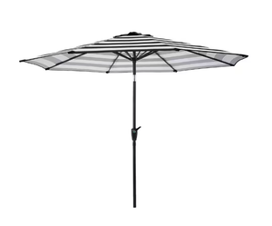 lot 349 image: Pure Garden 9 ft. Striped Patio Umbrella with Push Button Tilt in Black and White