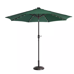 lot 351 image: 9 ft. Steel Solar LED Lighted Patio Market Umbrella with Auto Tilt, Easy Crank Lift in Green