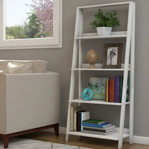 lot 352 image: Lavish Home 4-Tier Ladder Bookshelf for Home Storage and Display (White)