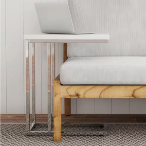 lot 421 image: 11.75 in.  23.75 in White  Modern C-Chape End Table