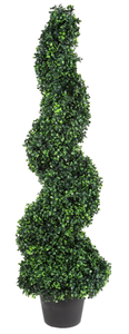 lot 28 image: LOT OF 2 Trademark Global Artificial Spiral Tree-Faux Boxwood Topiary Plant