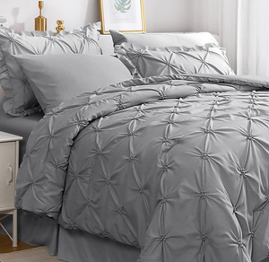 lot 142 image: 7PCS JOLLYVOGUE Gray Bed in a Bag Comforter Set for Bedroom,Cal King Size Comforter Sets