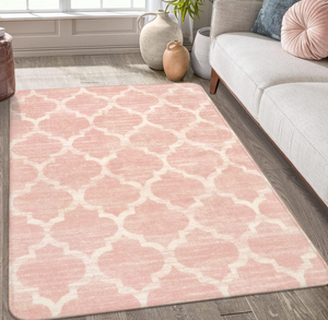 lot 156 image: Lahome Moroccan Washable Rugs - Pink Rugs for Bedroom Throw Kids Nursery Rug