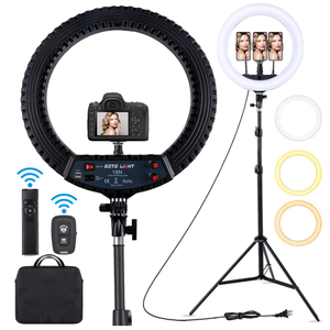lot 160 image: LED Ring Light with Tripod Stand Dimmable Makeup Selfie Ring Light for Studio Portrait