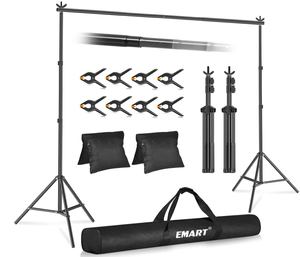lot 203 image: EMART Backdrop Stand Photo Studio Adjustable Background Stand Support Kit