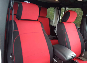 lot 206 image: GEARFLAG Neoprene Seat Cover Custom fits Wrangler JK 24 Doors 2007-18 Red on Black Color