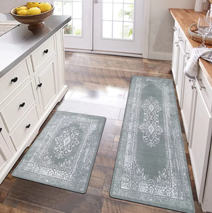 lot 216 image: 2PCS Findosom Farmhouse Boho Kitchen Rugs Set Non Slip Rubber Kitchen Rugs and Mats Set