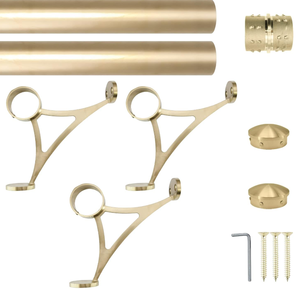 lot 218 image: Combination Mount Foot Rail Kit, Satin Golden Finish Stainless Steel Tubing wInternal Connector