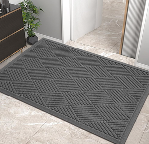 lot 243 image: Sturdy Front Door Mat, Absorbent Muddy Dirt Resist Welcome Door Mats Outdoor Indoor, Stain and Fade Resistant