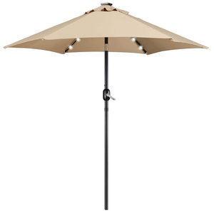 lot 254 image: Yaheetech Solar Patio Umbrella-18 LED Lighted Market Table Outdoor Umbrella wUV Protection Push Button Tilt