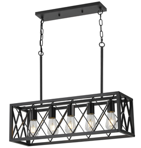 lot 264 image: KEESFU Black Farmhouse Kitchen Island Lighting, 5 Lights Pendant Lighting Fixtures