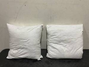 lot 214 image: LOT OF 2 Decorative Throw Pillow Inserts-Down Feather Pillow Inserts
