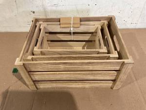 lot 180 image: 3PCS Makeup Toy Wooden Storage Box Wooden Storage Crate Box Wood Nesting Crates