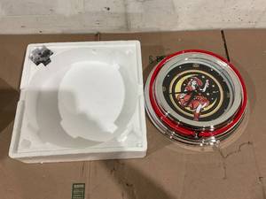 lot 272 image: Miller High Life Red Girl in the Moon Lighted Analog Neon Clock