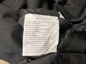 lot 598 image: ULT COVER Black Table Chair Set Cover. 88x62x28