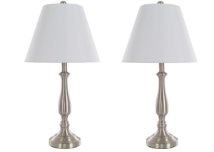 lot 460 image: LOT OF 2 Brushed Steel Table Lamps. 21