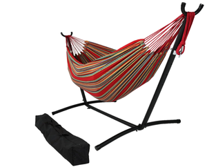 lot 475 image: Pure Garden Double Brazilian Hammock with Stand and Carrying Case
