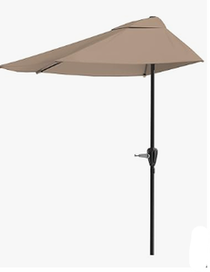 lot 481 image: Pure Garden Beige 9-Foot Outdoor Patio Half Umbrella