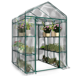 lot 506 image: Home-Complete Walk in Greenhouse with 8 Sturdy Shelves and PVC Cover for Indoor or Outdoor Use. 56.3L x 56.3W x 76.7H