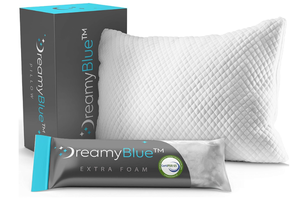 lot 518 image: Dreamy Blue Premium Pillow with Shredded Memory Foam Fill. 24x14