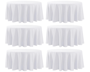 lot 522 image: LOT OF 12 Fitable White Round Tablecloths. 72