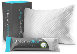 lot 533 image: Dreamy Blue Premium Pillow with Shredded Memory Foam Fill. 24x14