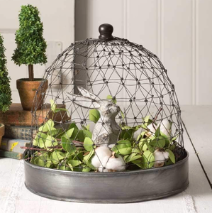 lot 546 image: CTW Home Collection French Chicken Wire Cloche with Tray. 12