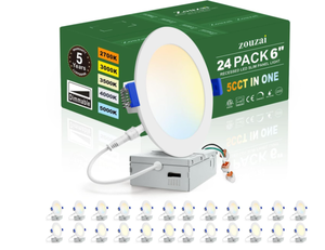 lot 548 image: 24 Pack 6 Inch Ultra-Thin LED Recessed Ceiling Light with Junction Box