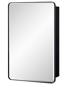 lot 559 image: Black Bathroom Mirror Medicine Cabinet. 24X16