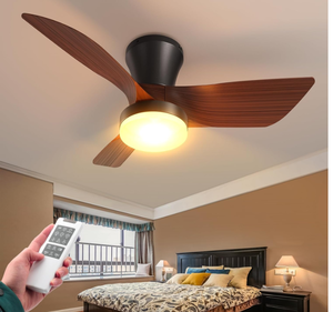 lot 576 image: VOLISUN Flush Mount Ceiling Fan with Light and Remote. 30