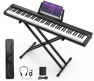 lot 40 image: Digital Piano 88 Key Full Size Semi Weighted Electronic Keyboard Piano Set with Stand