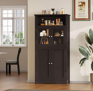 lot 64 image: Irontar Bathroom Storage Cabinet, Freestanding Bathroom Cabinet with Open Storage