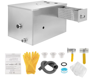 lot 65 image: IRONWALLS Commercial Grease Traps for 3 Compartment Sink, 40LBS Stainless Steel Grease Traps for Restaurants Under Sink