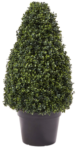 lot 74 image: Artificial Boxwood Topiary, Tower-Style Faux Plant in Sturdy Pot