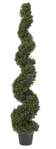 lot 92 image: Home Artificial Spiral Tree-Faux Boxwood Topiary Plant with Weighted Pot for Indoor or Outdoor