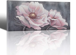 lot 194 image: YJYart Large Canvas Art Work Wall Art for Living Room Pink Flowers Pictures Modern