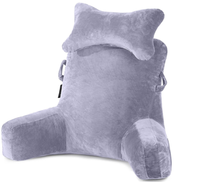 lot 195 image: Reading Pillow-Bed Rest Pillow with Detachable Neck Roll & Higher Support Arm for Sitting in Bed Couch