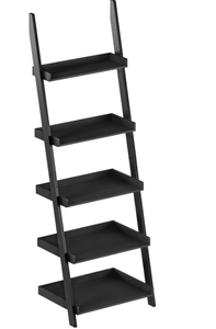 lot 398 image: Lavish Home 5-Tier Ladder Bookshelf - Freestanding Wooden Bookcase Frame with Leaning Look Shelves