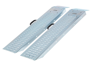 lot 279 image: LOT OF 2 Loading Ramps - Steel Ramp Set for ATVs, Motorcycles, Mowers, Carts & More