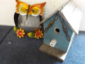 Birdhouse and Owl Outdoor Metal Dcor