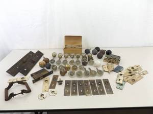 Large Lot of Antique Victorian Doorknobs, Locks, Hinges, etc.