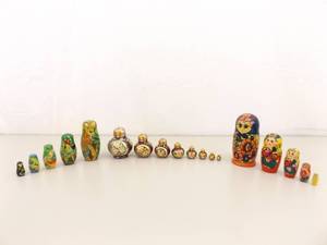 Collection of 3 Hand Painted Russian&nbspMatryoshka Nesting Dolls