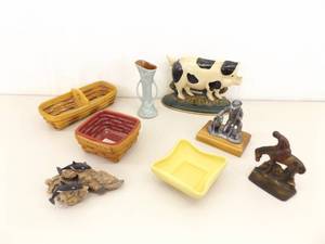 Lot of Vintage Decor Items Including Longaberger, Red Wing, Iron Door Stop, etc.