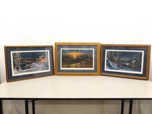 3 Wood Framed Terry Redlin Prints