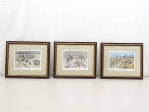 Lot of 3 Pencil Signed Les Kouba Wood Framed Prints