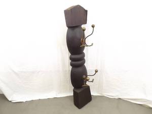 LARGE Vintage Half Pillar Brass Fixture Wall Hanging Coat Rack