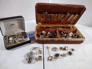 lot 68 image: (2) Jewelry boxes filled with vintage mens jewelry